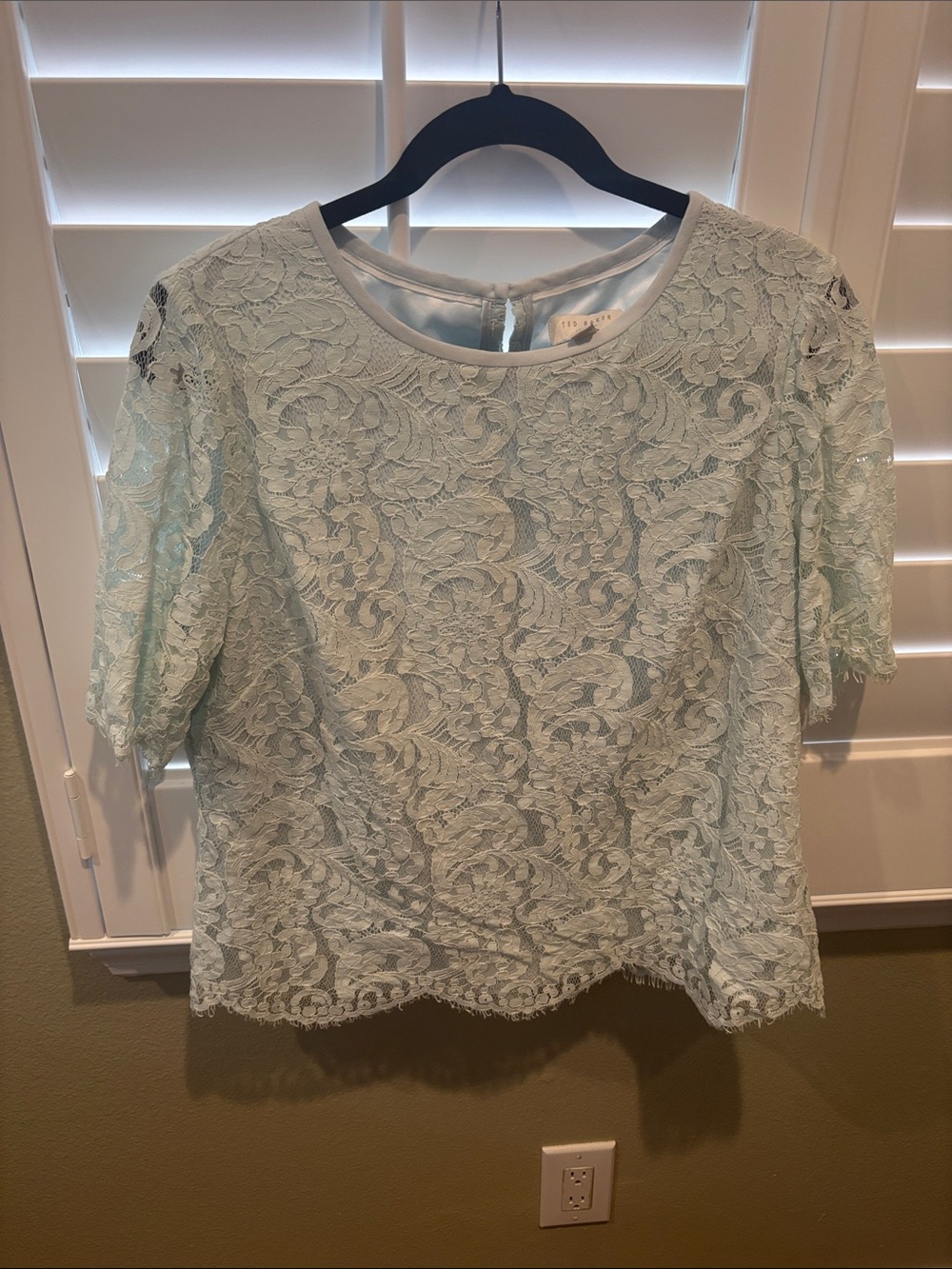 Ted Baker Pale Blue Lace Short Sleeve Blouse